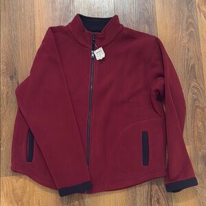 Red Fleece Jacket with Black Accents